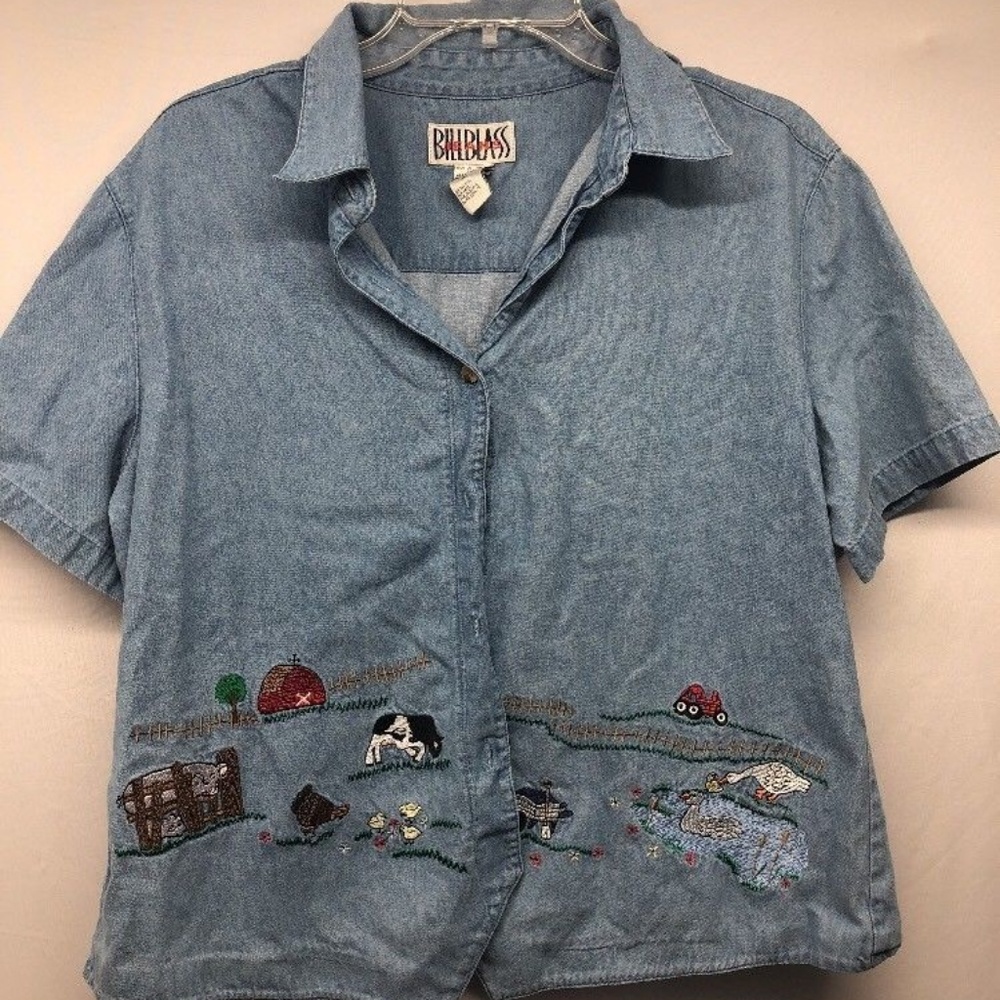 Bill Blass Jeans Denim Button Down Womens Shirt